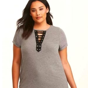 Torrid Deep V Lace Up Tee